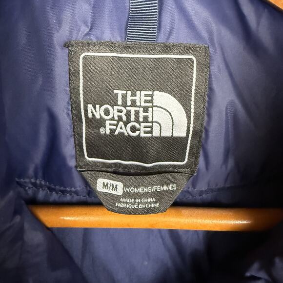 The North Face Women’s Puffer Vest Floral Blue Red Down Medium Zip Up Gorpcore - Picture 4 of 8